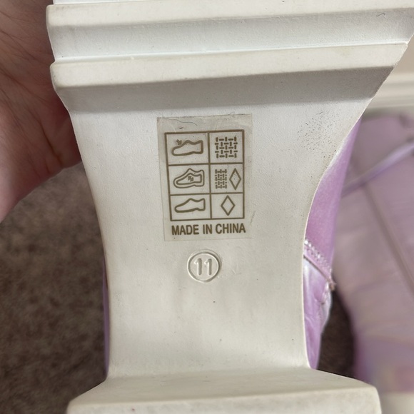 Iridescent Lace Up Knee-High Boots with Chunky Sole - Picture 8 of 9